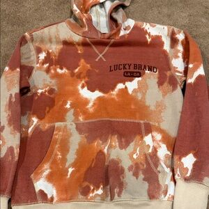Lucky Brand Tie-Dye Kids Hoodie in Orange and Cream